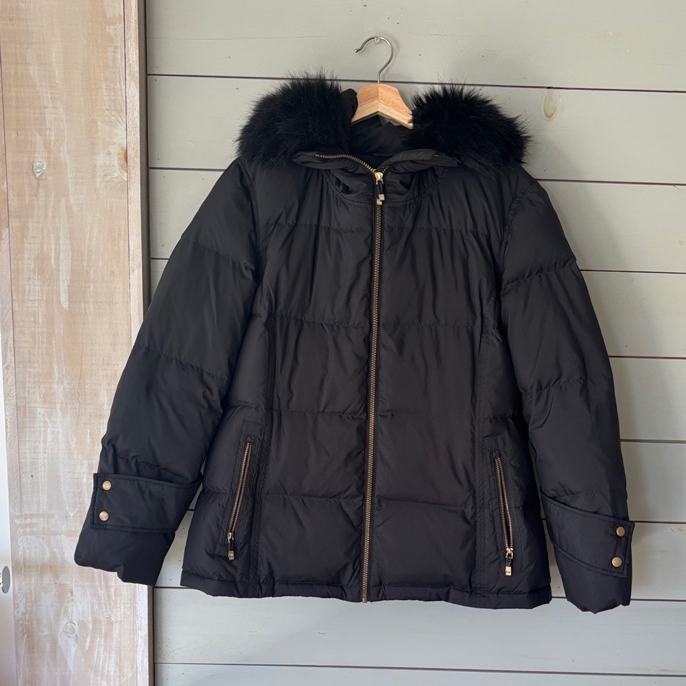 Calvin Klein Women’s Down Puffer Coat with Faux Fur Hood